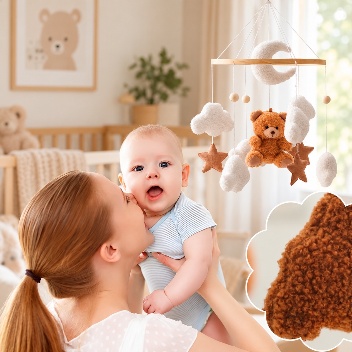 Mobile Pour Bébé | En Bois Ours Brun