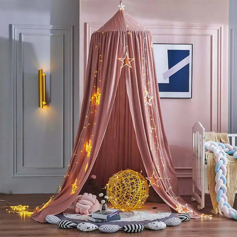 ciel de lit bébé rose poudré