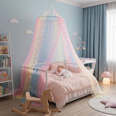 Ciel de lit multicolore bébé dort