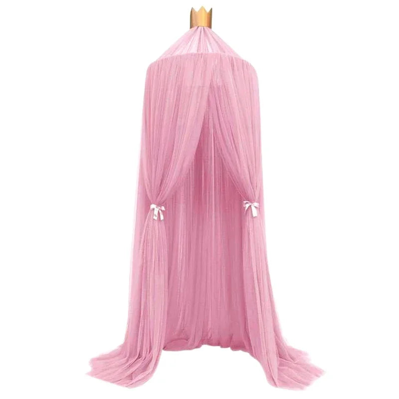 ciel de lit pour berceau rose