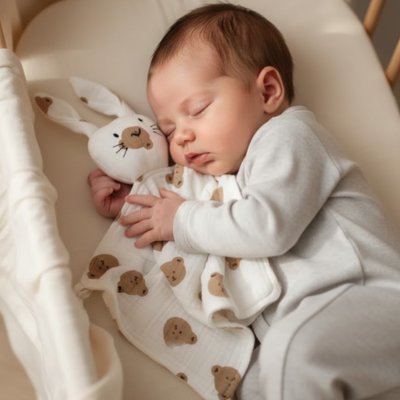 Doudou lapin tète d'ours