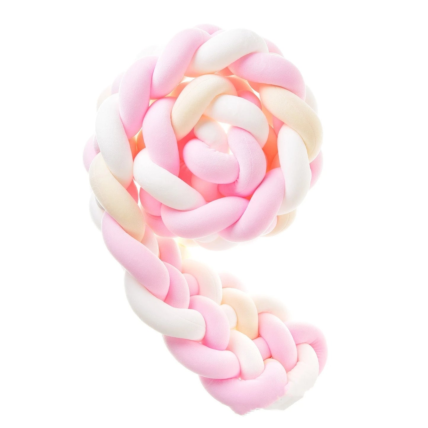 grosse tresse tour de lit 6brins rose blanc jaune