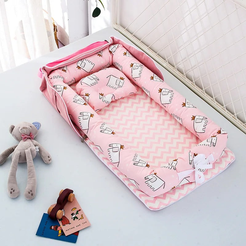 matelas à langer portable rose animaux