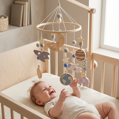 Mobile bebe globe sans support bébé dans berceau