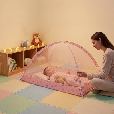 Moustiquaire lit bébé petit trésor dort maman veille sur son bébé