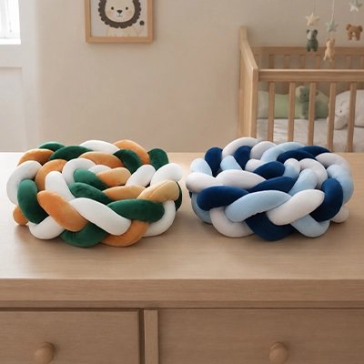 Tresse de lit blanc vert marron et bleu marine blanc bleu plier rond