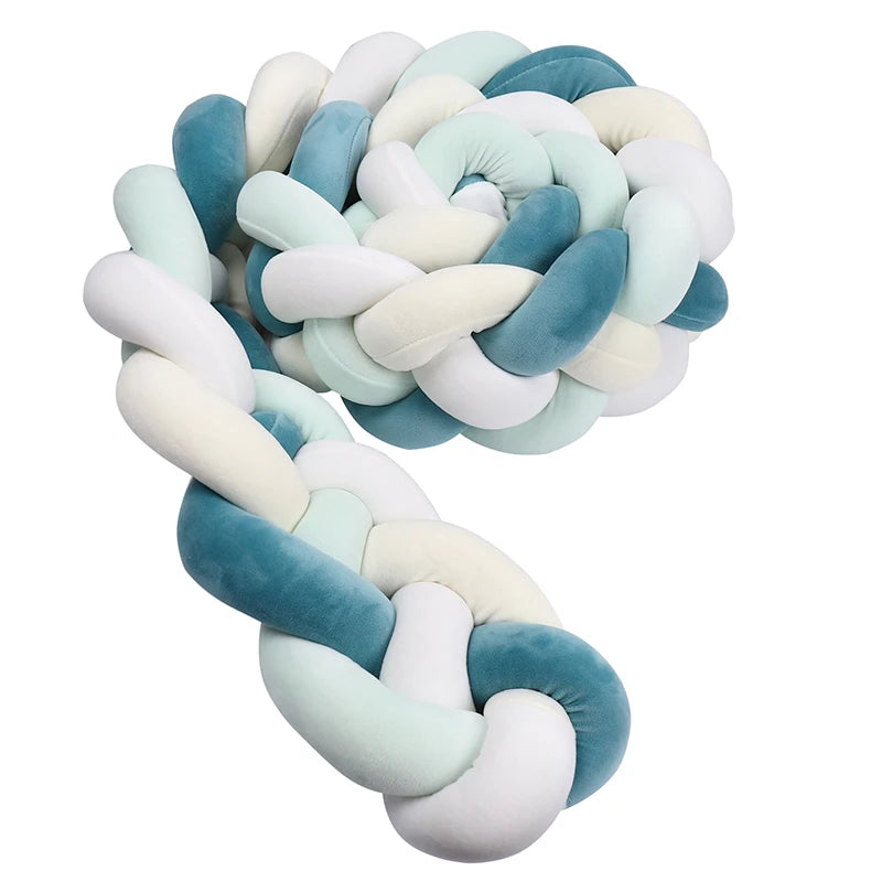 tresse tour de lit 4brins bleu blanc vert