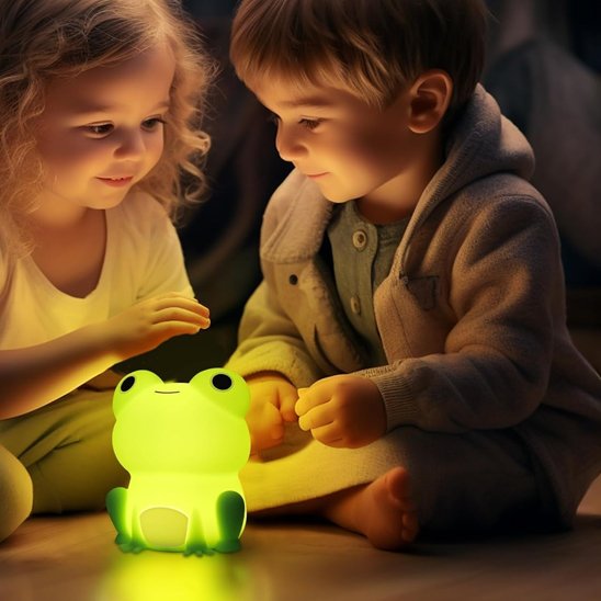 Veilleuse bébé grenouille deux enfants joué ensemble lampe
