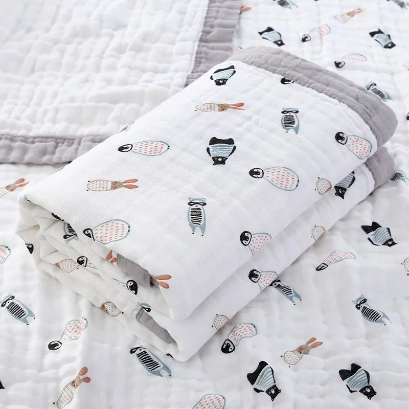 Couverture bebe en Gaze de Coton animal polaire