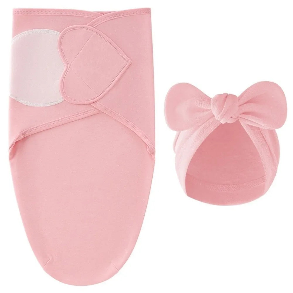 Couverture emmaillotage bébé cœur d'amour rose