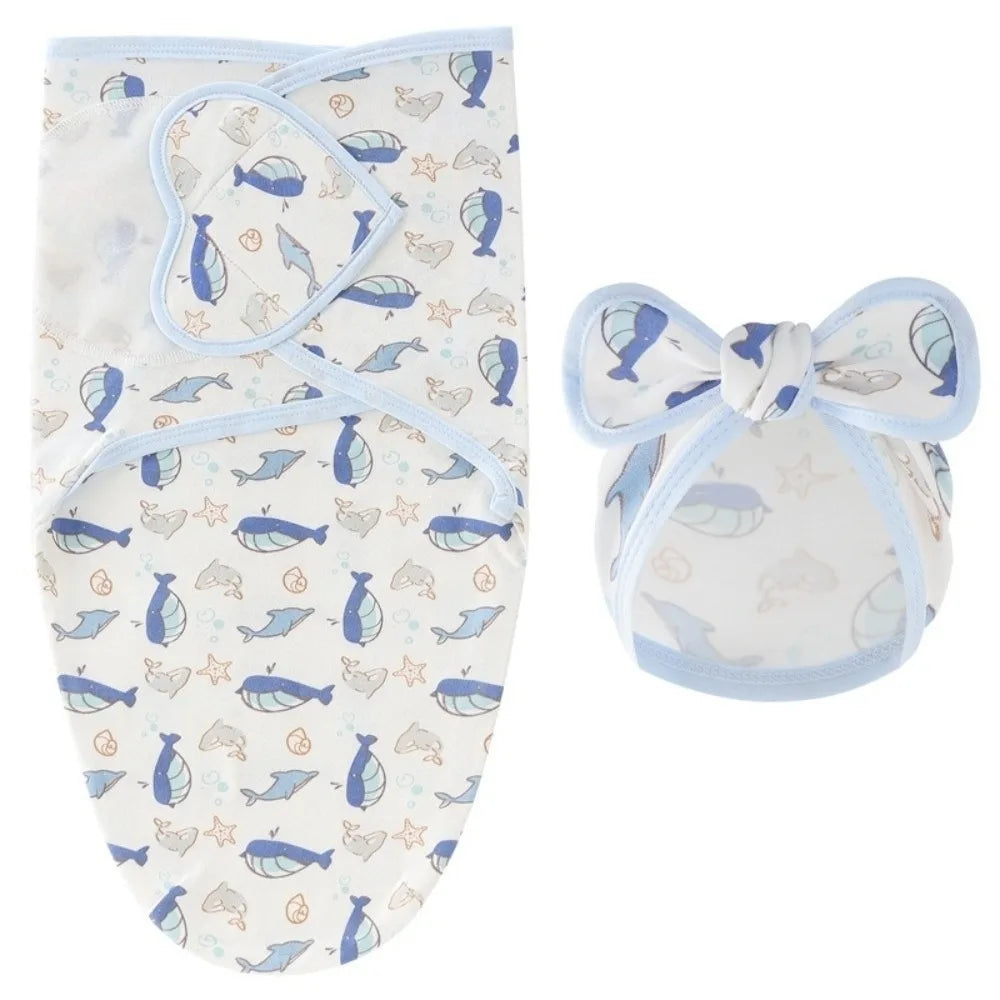 Couverture emmaillotage bébé dauphin bleu