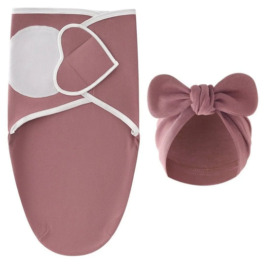 Couverture emmaillotage bébé petit cœur terracotta