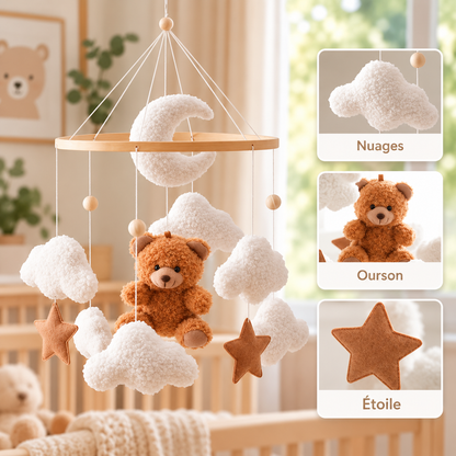 Mobile Pour Bébé | En Bois Ours Brun