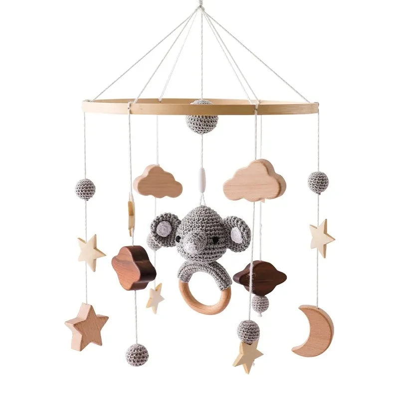 Boîte à musique rotative pour nouveau-nés, berceau pour bébé de 0 à 12 mois, hochet suspendu couleur bois, jouets musicaux apaisants, cadeau pour bébé