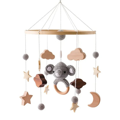 Boîte à musique rotative pour nouveau-nés, berceau pour bébé de 0 à 12 mois, hochet suspendu couleur bois, jouets musicaux apaisants, cadeau pour bébé