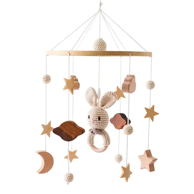 Boîte à musique rotative pour nouveau-nés, berceau pour bébé de 0 à 12 mois, hochet suspendu couleur bois, jouets musicaux apaisants, cadeau pour bébé