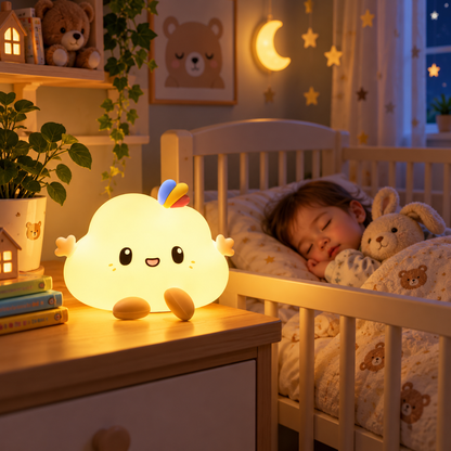 Veilleuse chambre bébé nuage doux petit garçon dort