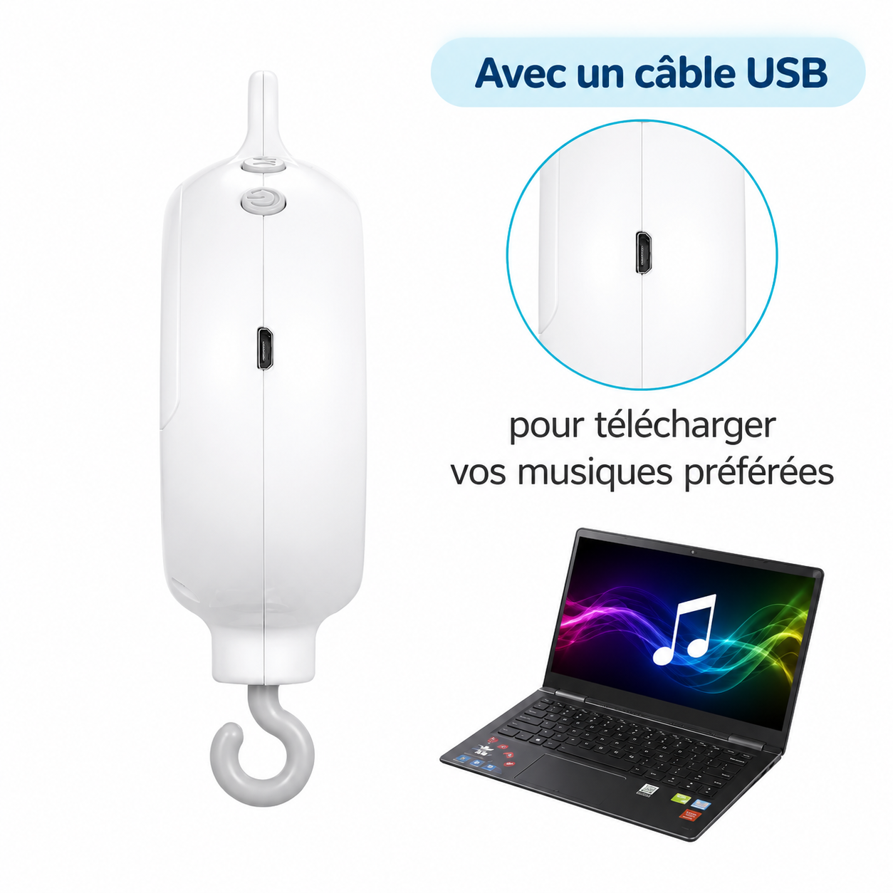 boite à musique mobile bébé avec un câble USB