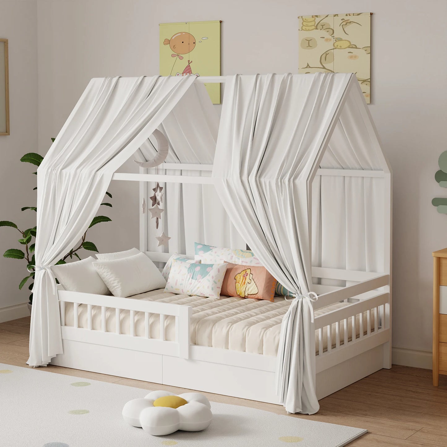 ciel de lit cabane blanc