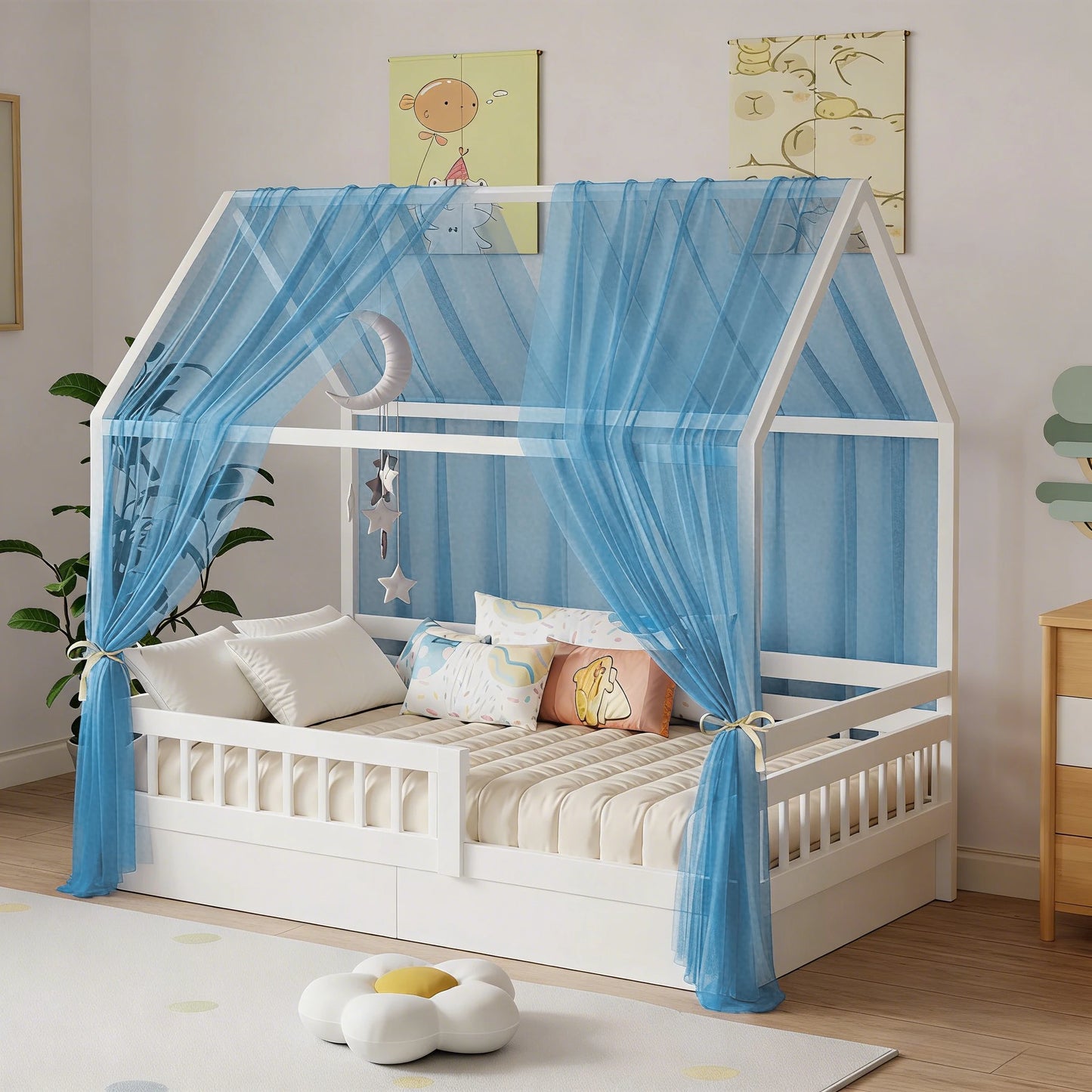 ciel de lit cabane bleu-clair