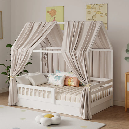 ciel de lit cabane marron chameau