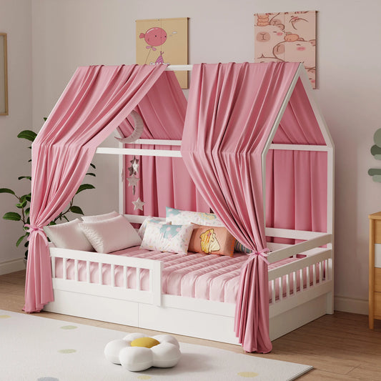 ciel de lit cabane rose