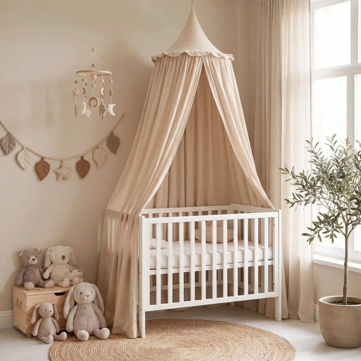 ciel de lit écru volant pour bébé