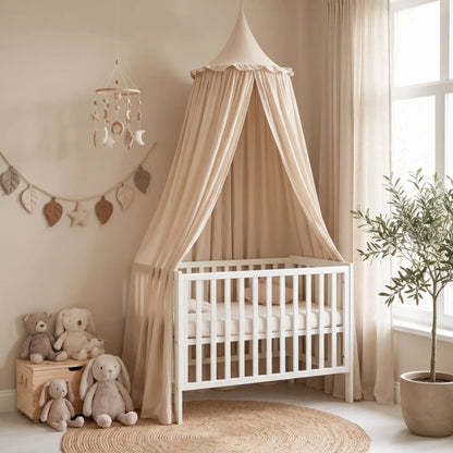 ciel de lit écru volant pour bébé