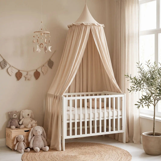 ciel de lit écru volant pour bébé