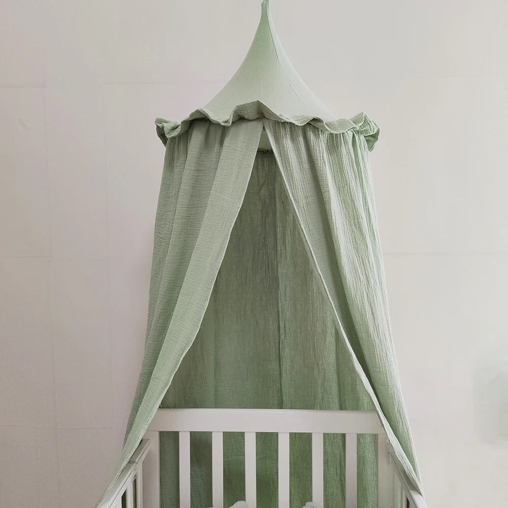 ciel de lit en coton vert