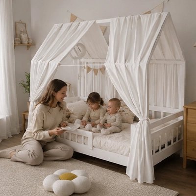 Ciel de lit enfant blanc double 