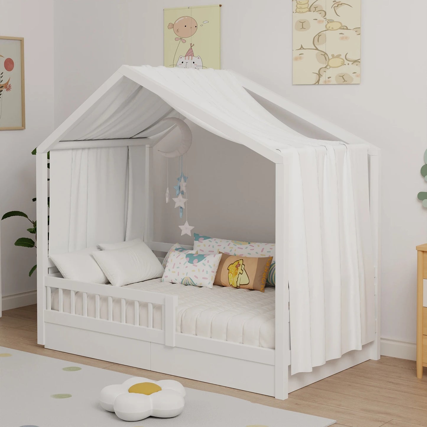 ciel de lit enfant blanc une pièce