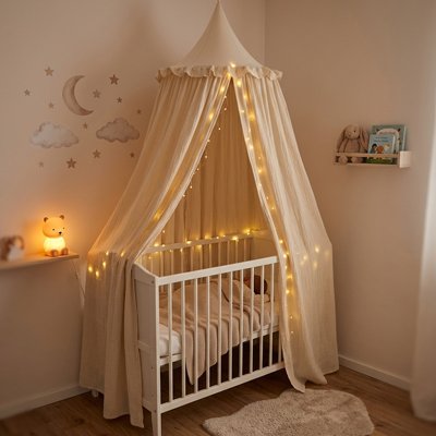 Ciel de lit pour bébé beige clair
