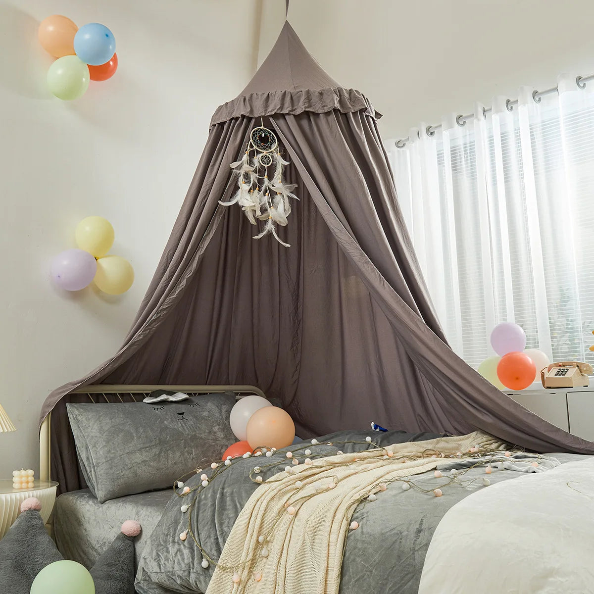 ciel de lit pour bebe gris