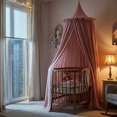 Ciel de lit rose bébé dort paisiblement