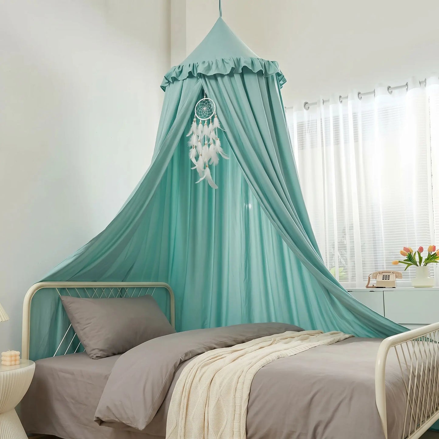 ciel de lit vert pour chambre enfant
