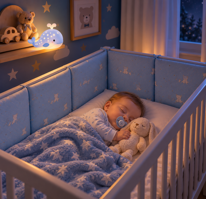 contour de lit bébé garçon bébé dort sereinement