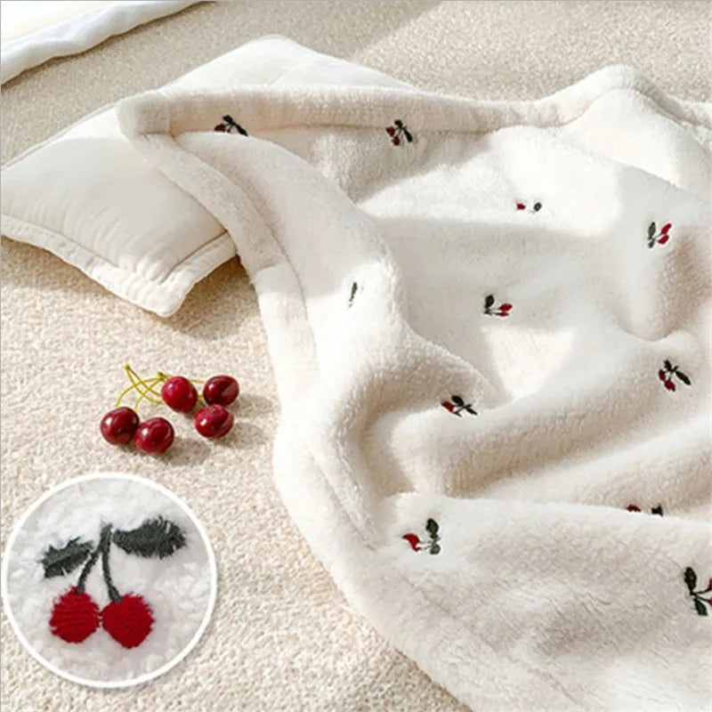  couverture bébé blanc cerise