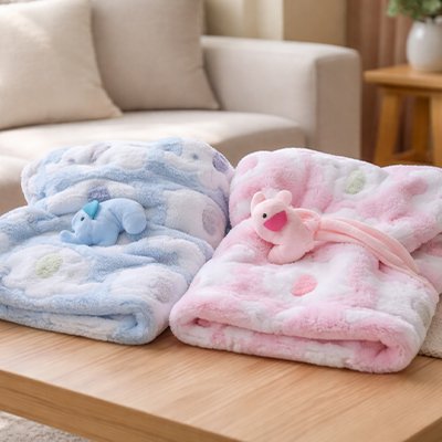 Couverture bébé bleu et rose