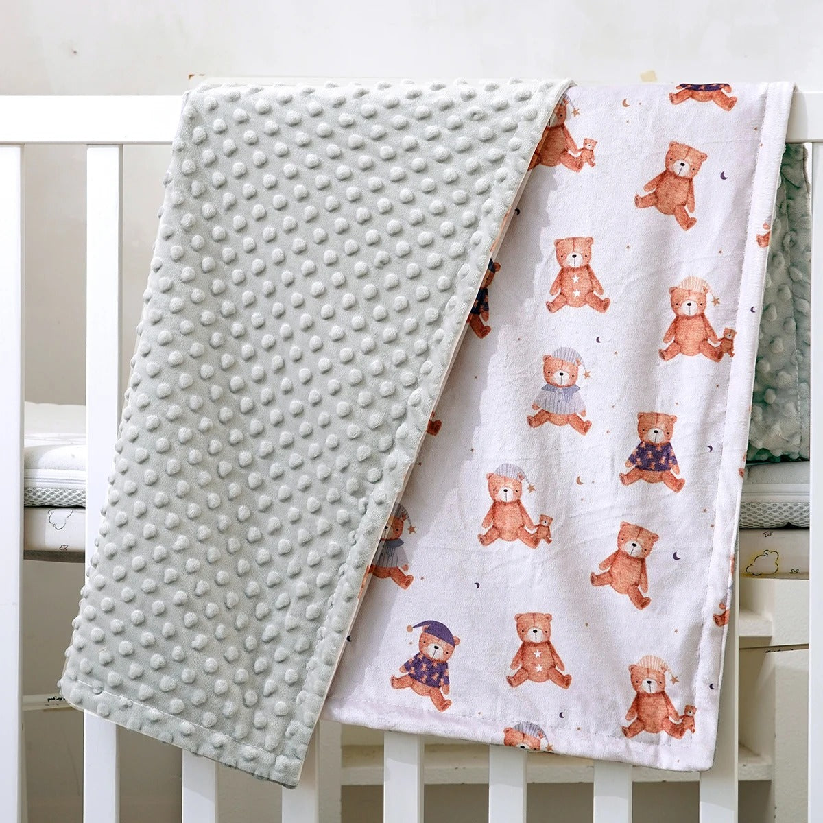 couverture bébé naissance fille gris ourson