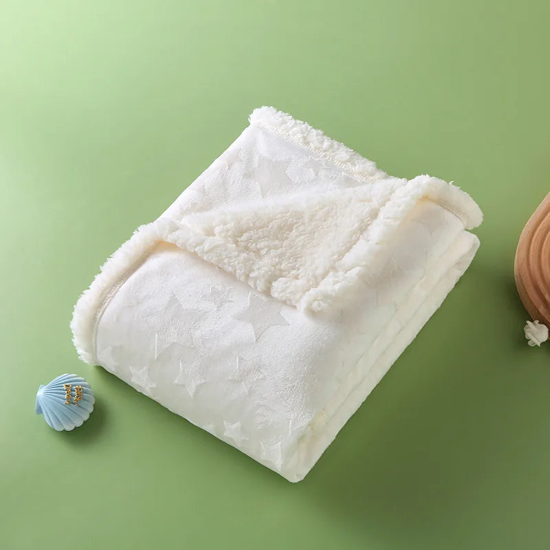 couverture bébé polaire étoile blanc