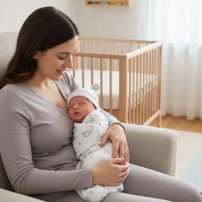 Couverture emmaillotage bebe blanc sur bébé dans bras maman