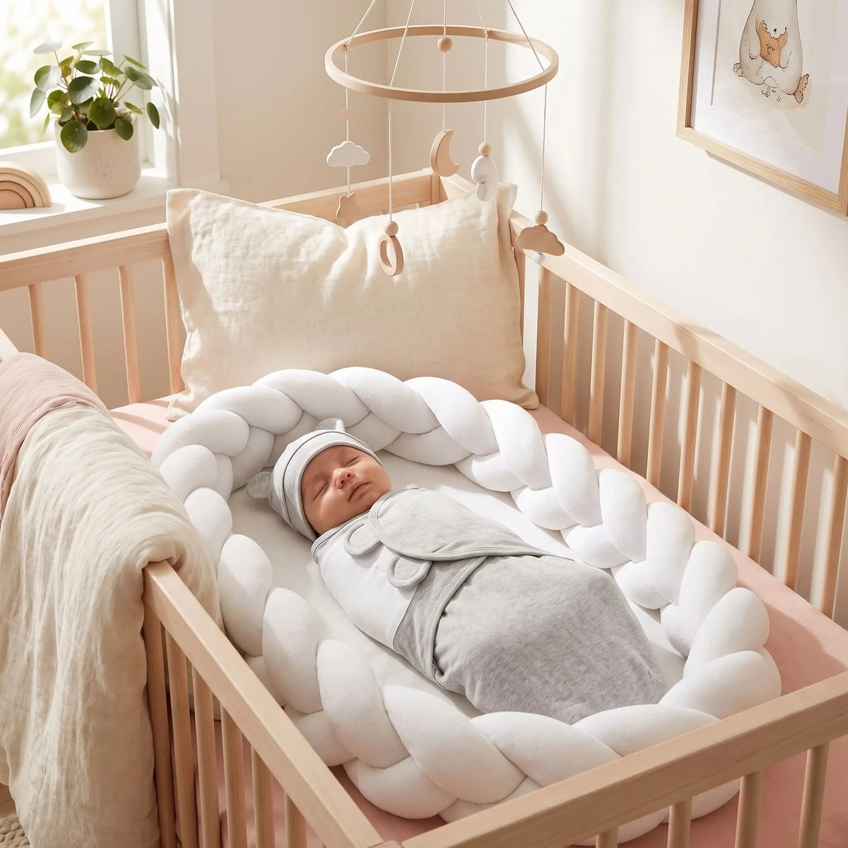 couverture emmaillotage sur bébé dort  sereinement