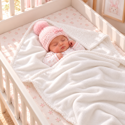 couverture naissance bébé blanc bébé endormie paisiblement