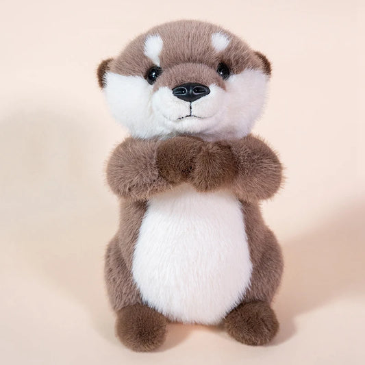 doudou loutre marron blanc bras fermer