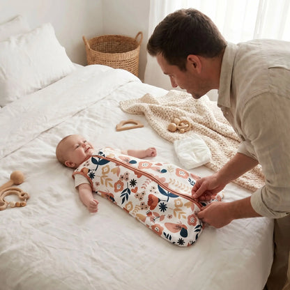 gigoteuse bébé fille papa près changer couche