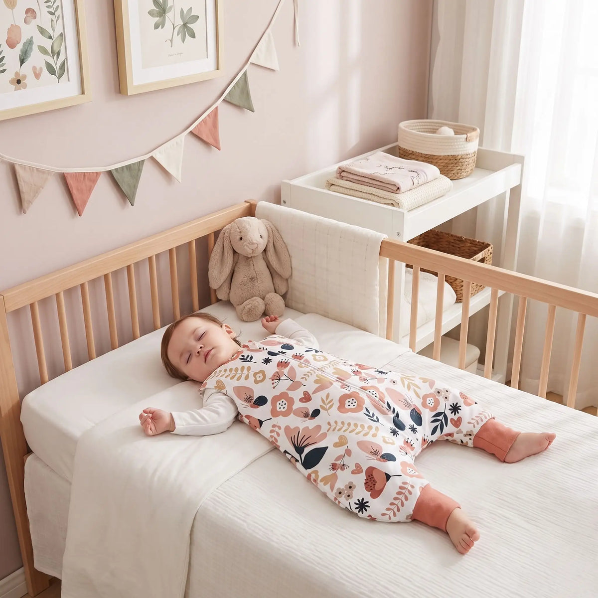 gigoteuse été imprime fleur sur bébé dort sereinement