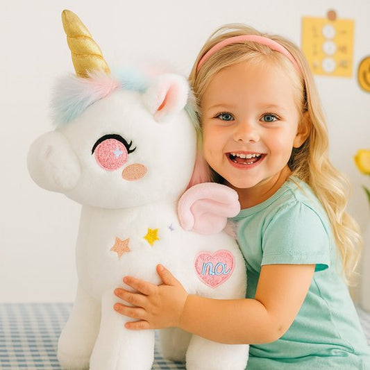 Licorne peluche blanc et rose