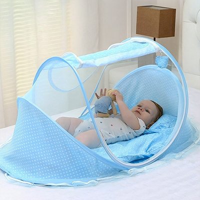 Lit moustiquaire bebe bleu protection bébé 