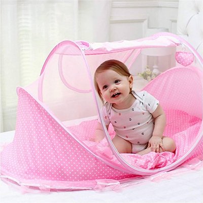 Lit moustiquaire bebe rose bébé fille amuse